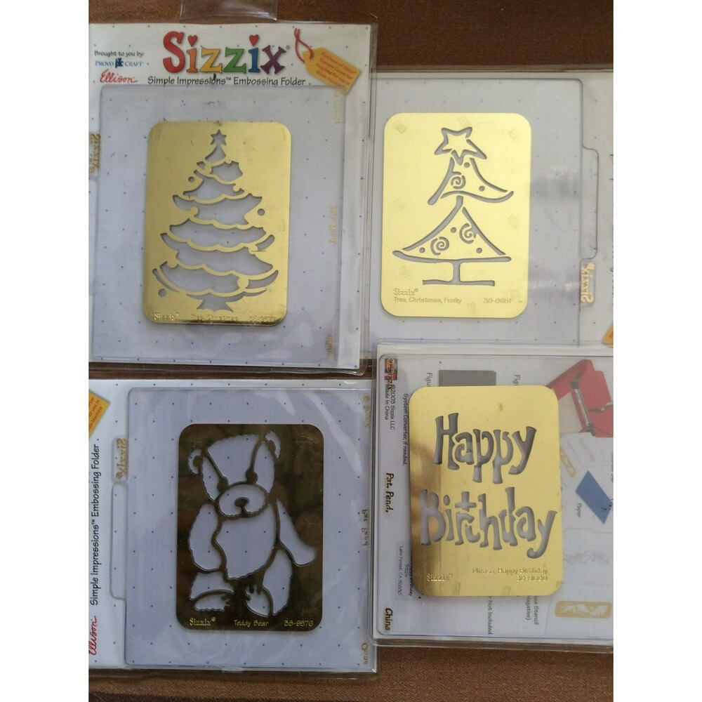 Set of 4 Sizzix Stencil and Embossing Folders B49
